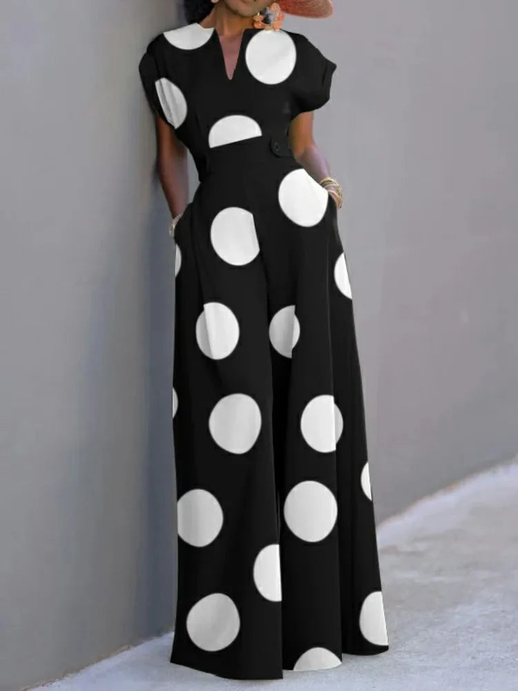 Fashion Polka Dot Wide Leg Jumpsuit