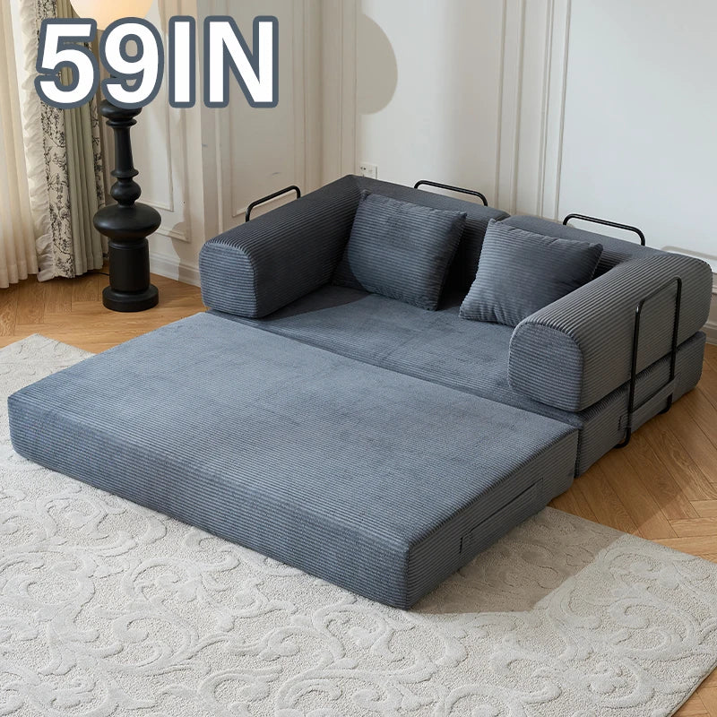 79" Convertible Sofa Bed with Fixed-Shape Frame & Removable Armrests