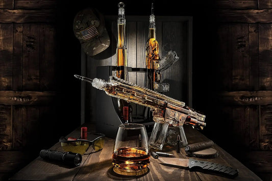 3 Rifle Whiskey Decanters Set