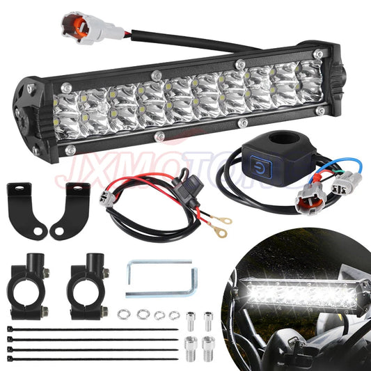Motorcycle LED Light Bar Headlight Kit with Mounting Brackets
