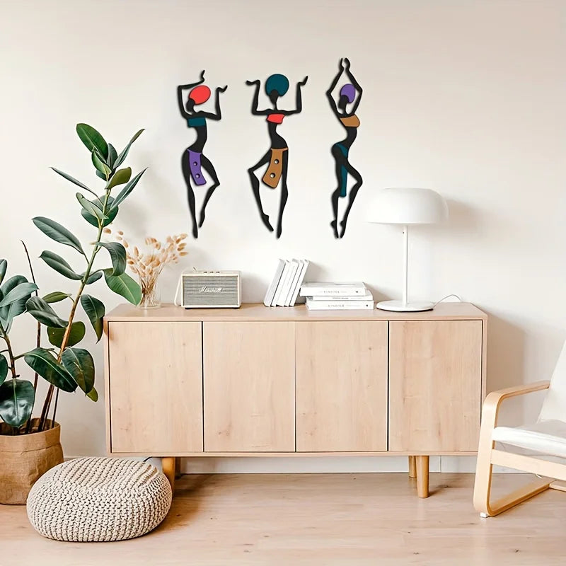Dancing African girl ethnic style wall mural art