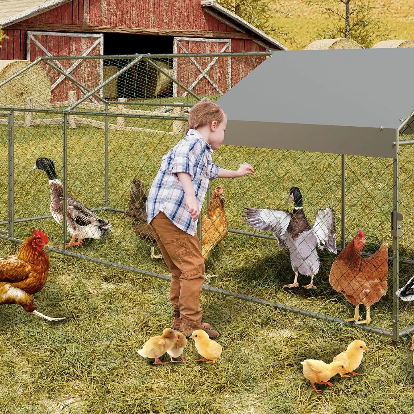 120"x40"x40" Large Walk-in Metal Chicken Coop