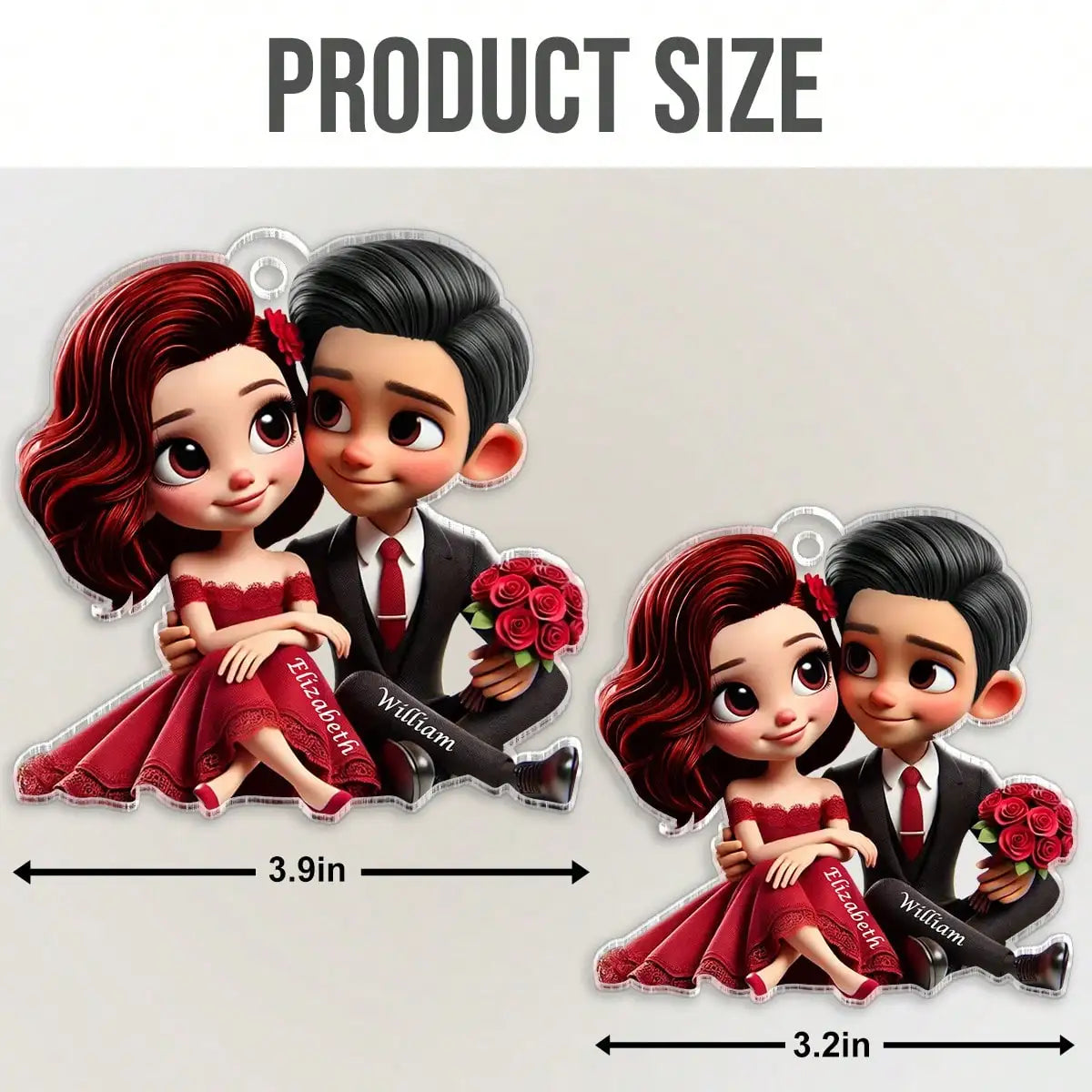 Custom 2D Flat Cartoon Couple Car Pendant