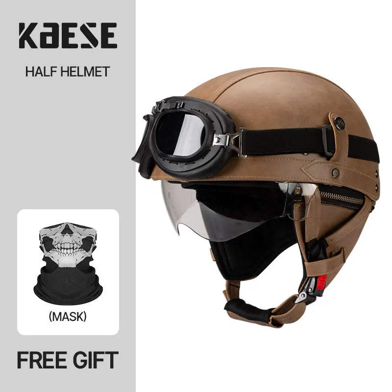 Vintage Half Face Motorcycle Helmet Unisex
