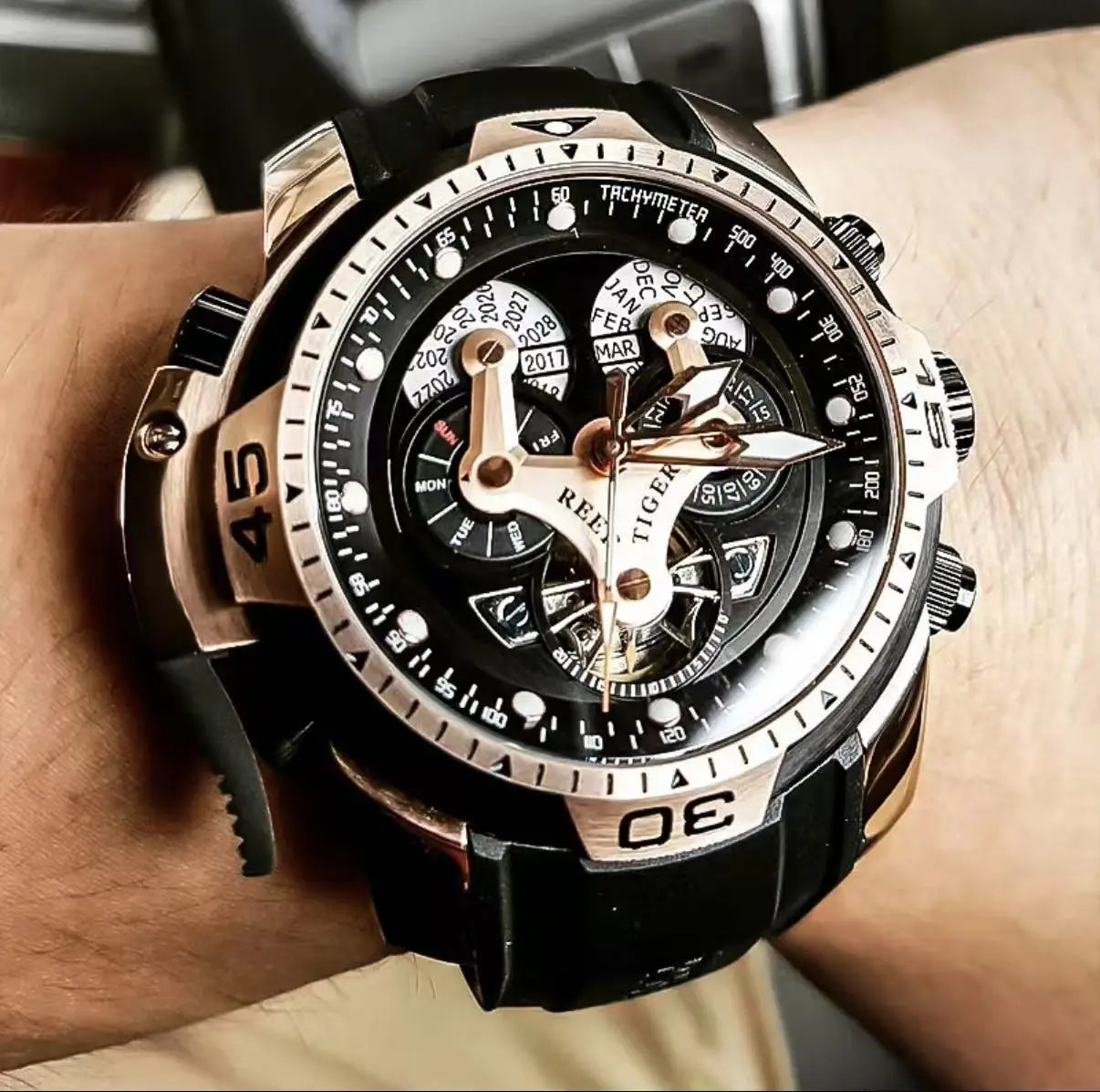 Fully Automatic Multi-Functional Double Calendar Business Watch
