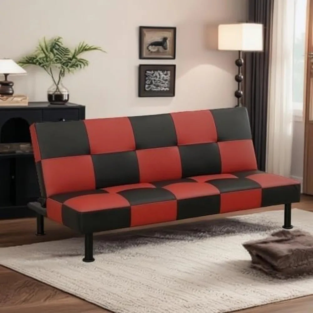 Futon Sofa Bed Convertible Faux Leather