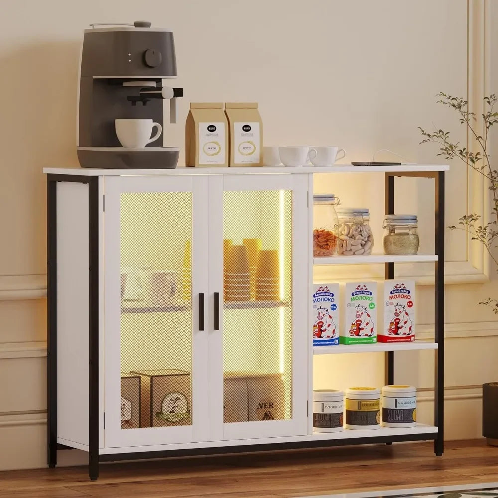 LED Farmhouse Coffee Bar Cabinet