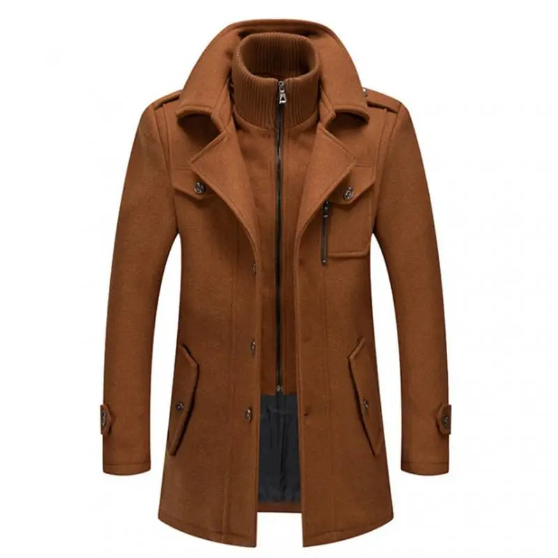 Winter Wool Coat Men Fashion Double Collar Thick Jacket