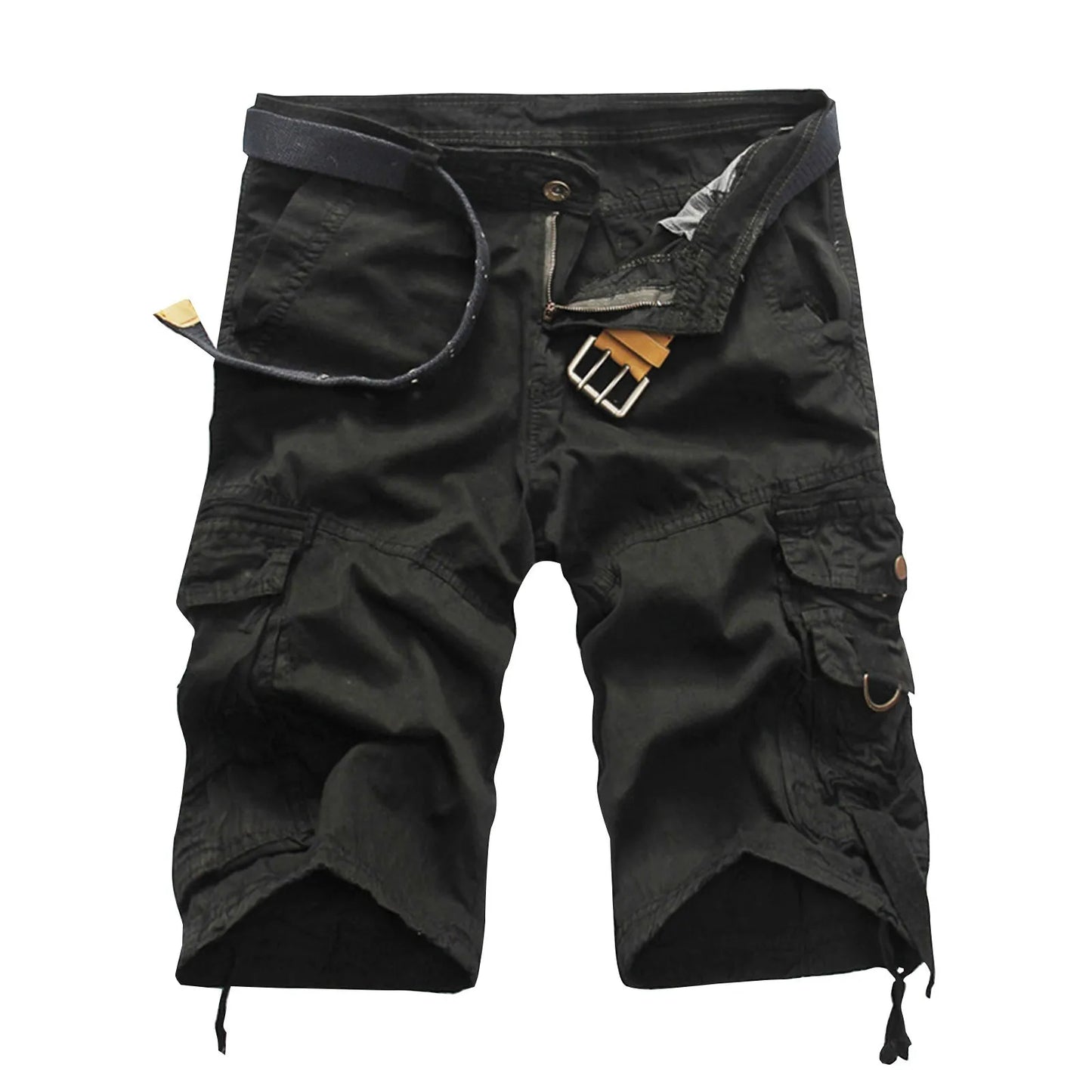 Men's Multi-Pocket Solid Color Casual Cargo Shorts