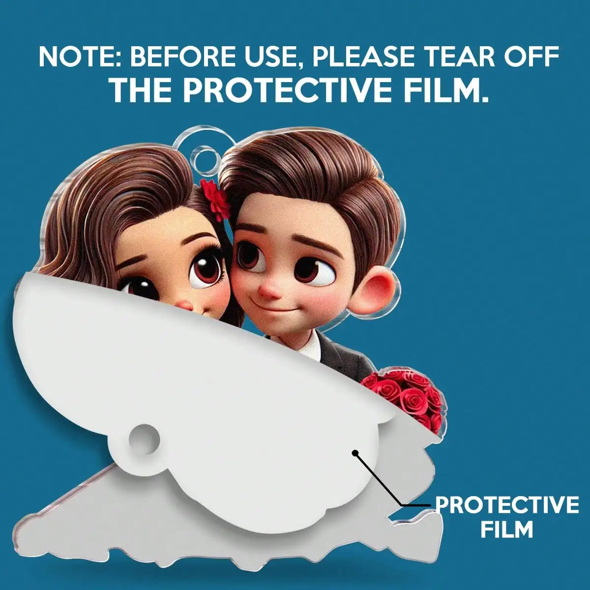 Custom 2D Flat Cartoon Couple Car Pendant