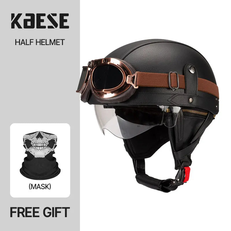 Vintage Half Face Motorcycle Helmet Unisex