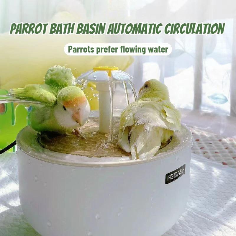 Auto Circulating 2-in-1 Parrot Bath & Water Fountain