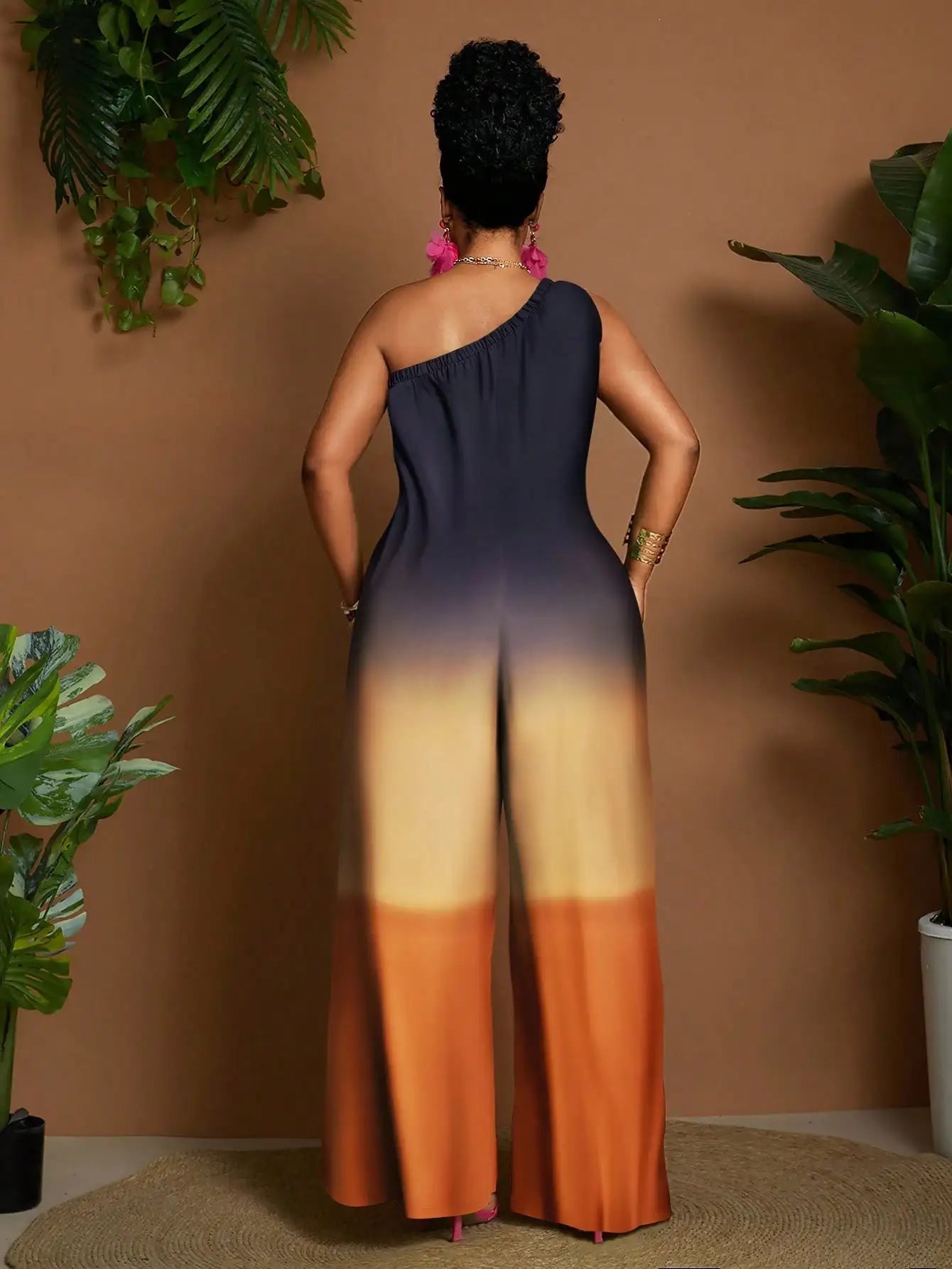 Women's One-Shoulder Gradient Maxi Jumpsuit