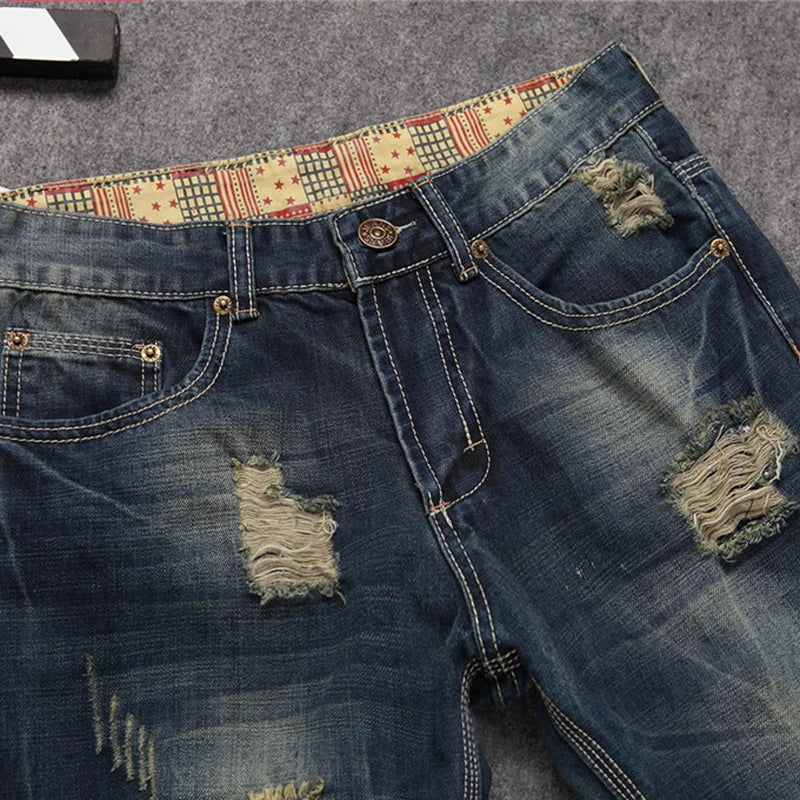 Ripped Fashion Casual Jeans Straight High Quality