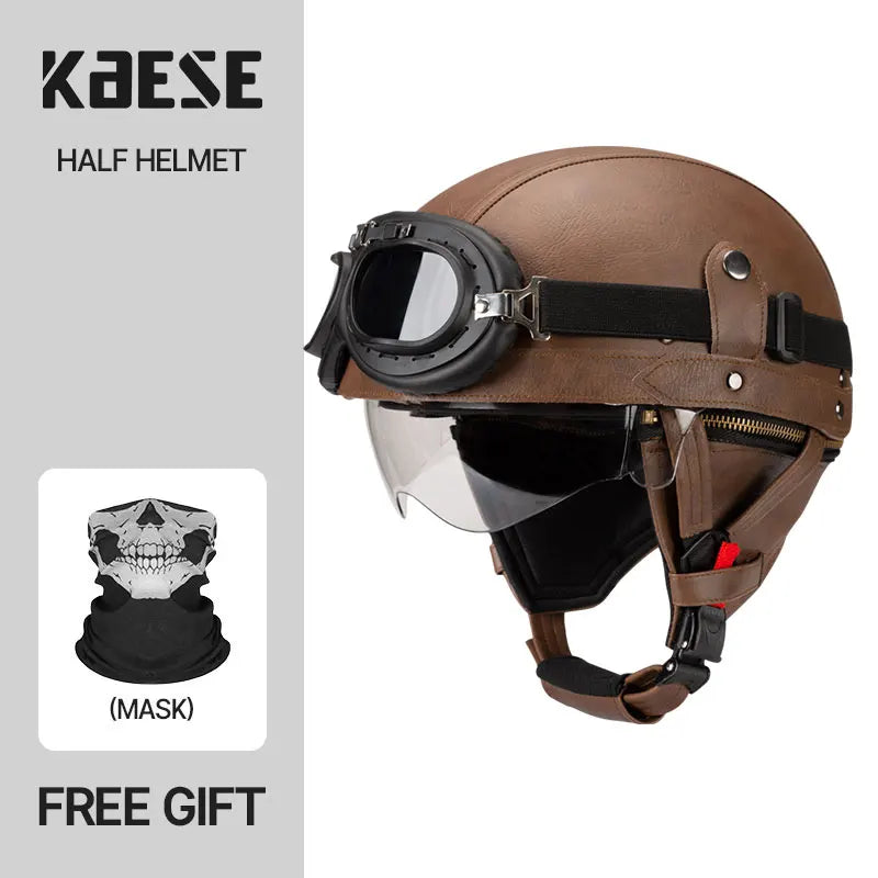 Vintage Half Face Motorcycle Helmet Unisex