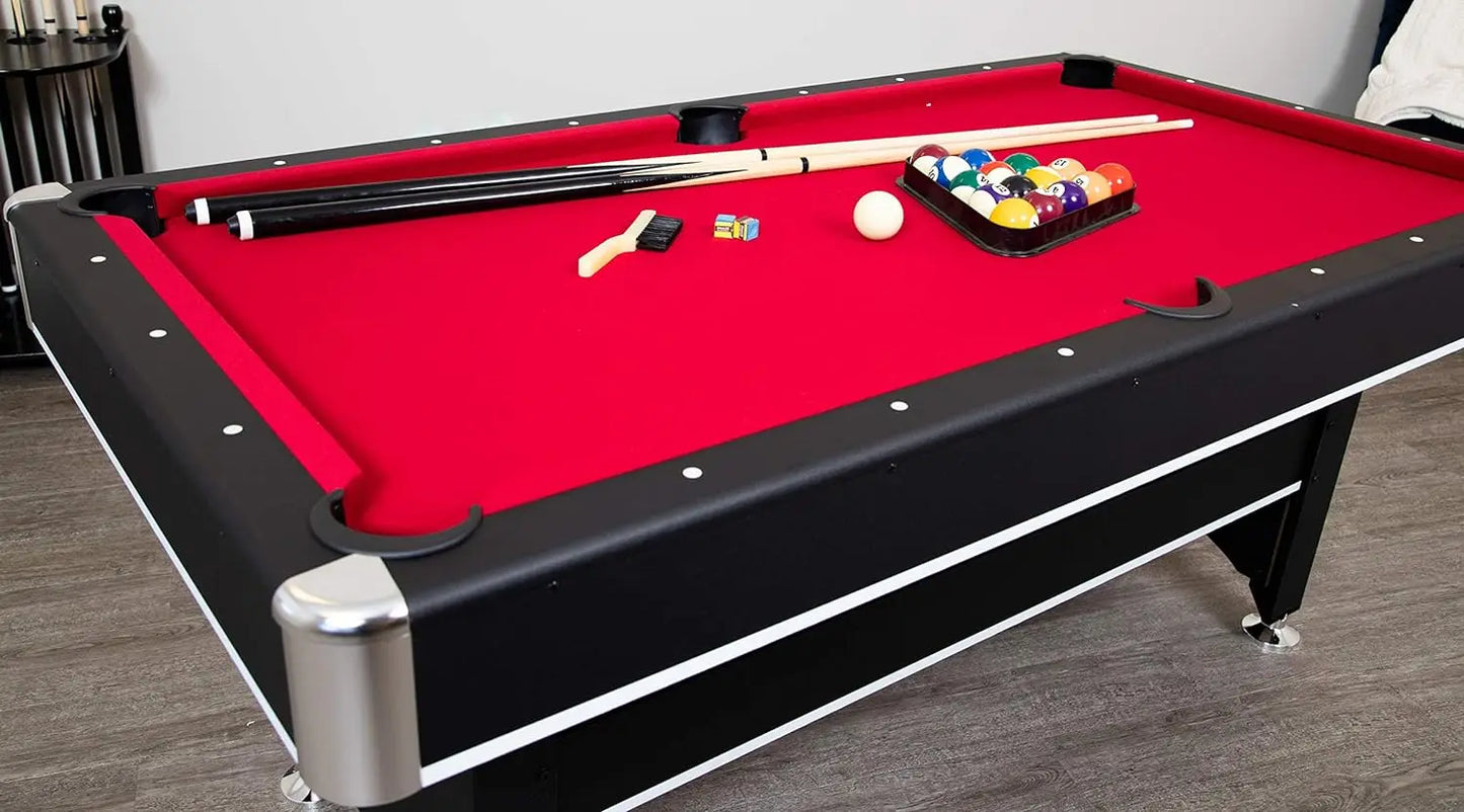 Spartan 6-ft Pool Table with Table Tennis Top Black with Red Felt