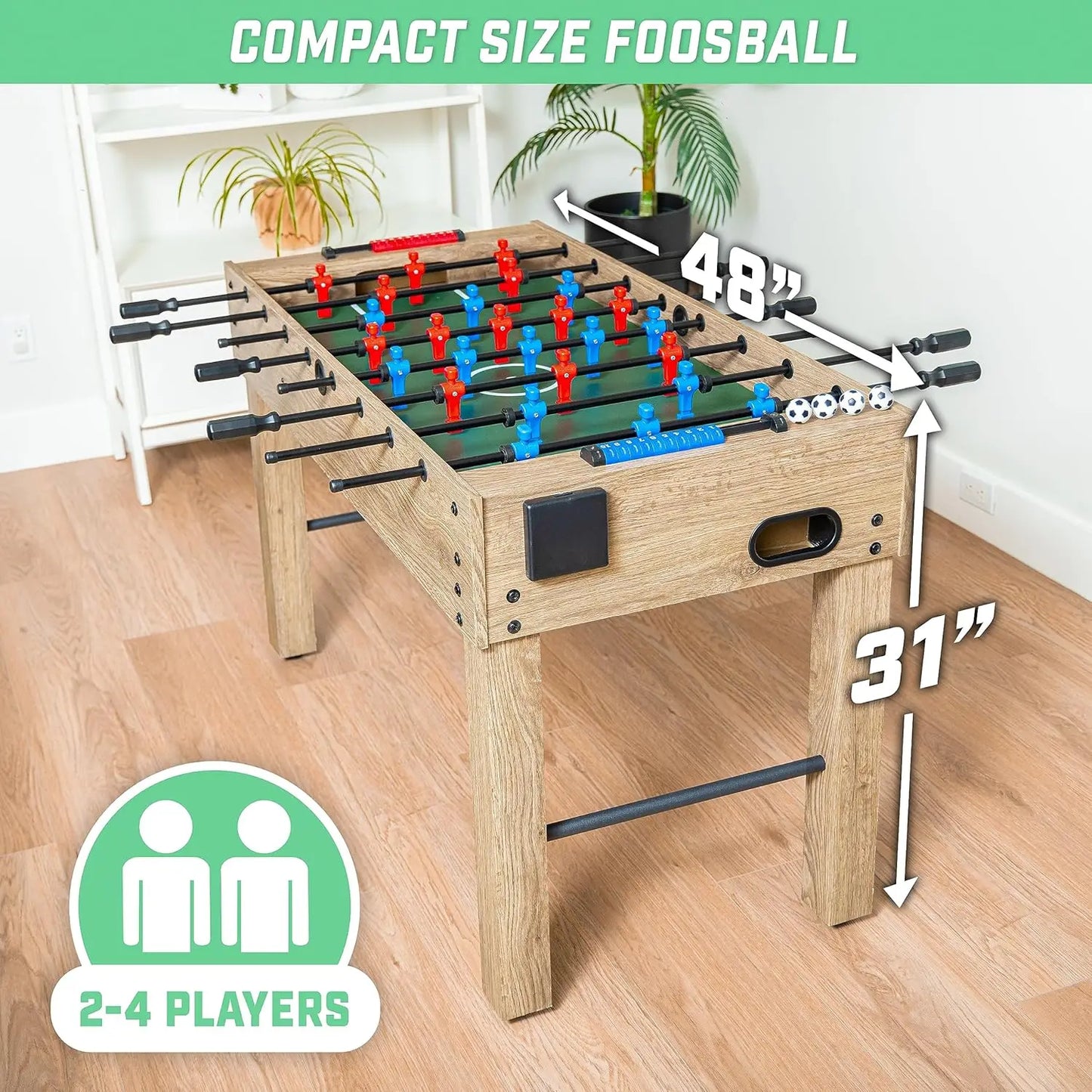 Game Room Size Foosball Table - Includes 4 Balls and 2 Cup Holders