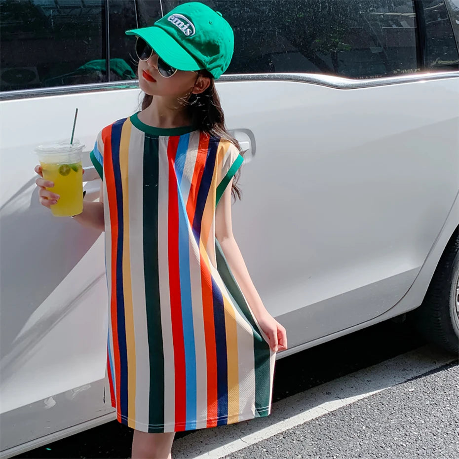 Girls Dress Striped Pattern Summer Dress