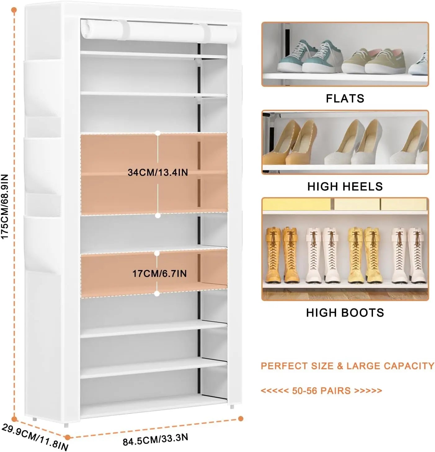 10-Tier Large Capacity Shoe Rack Holds 50-56 Pairs