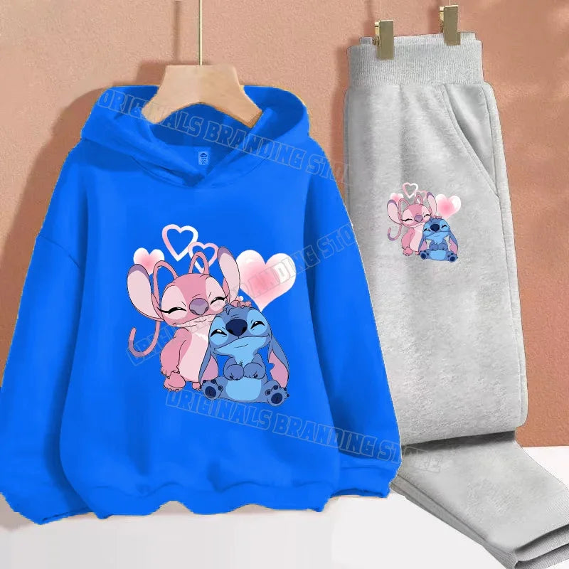 Lilo & Stitch Hoodie Set Casual Tracksuit