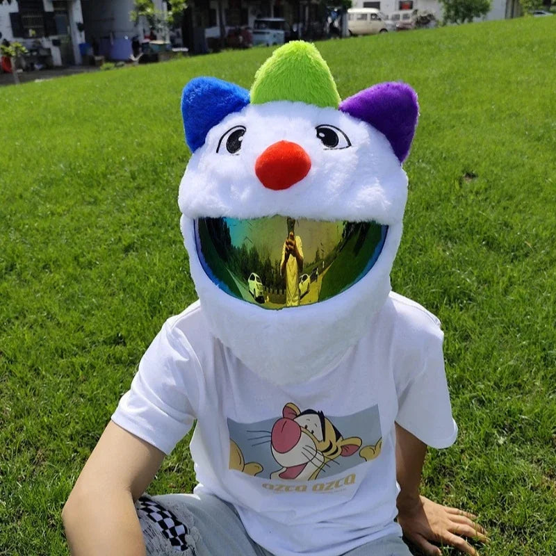 Cartoon Motorcycle Helmet Cover Fluffy Plush