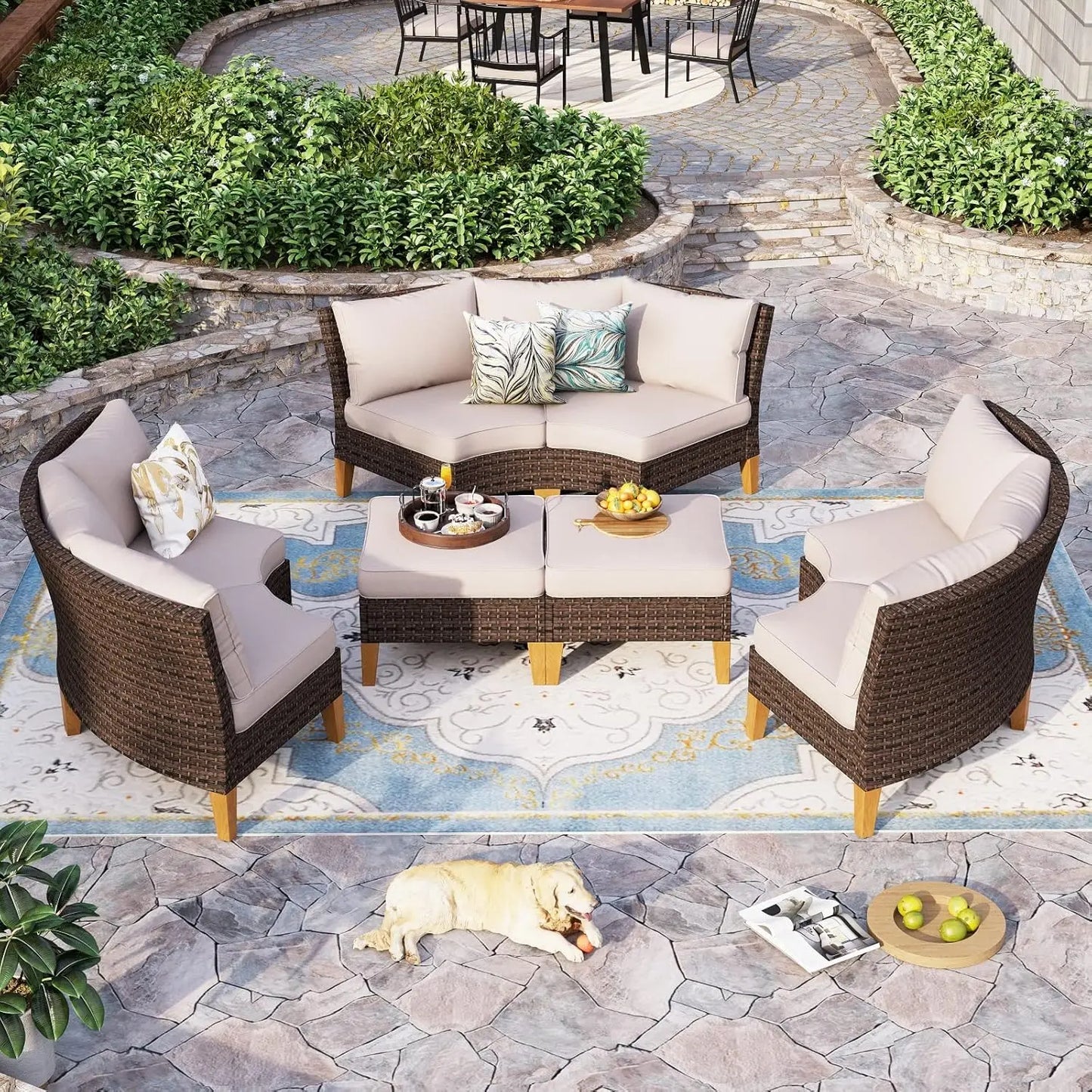 12 Piece Curved Outdoor Sectional Sofa Set