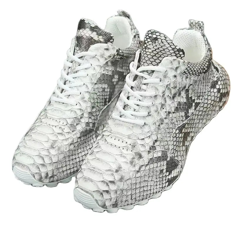 Snake Skin causal shoes genuine leather sneaker