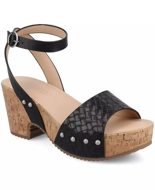 Journee Collection Vanessa Open Toe Platform Clog Heels