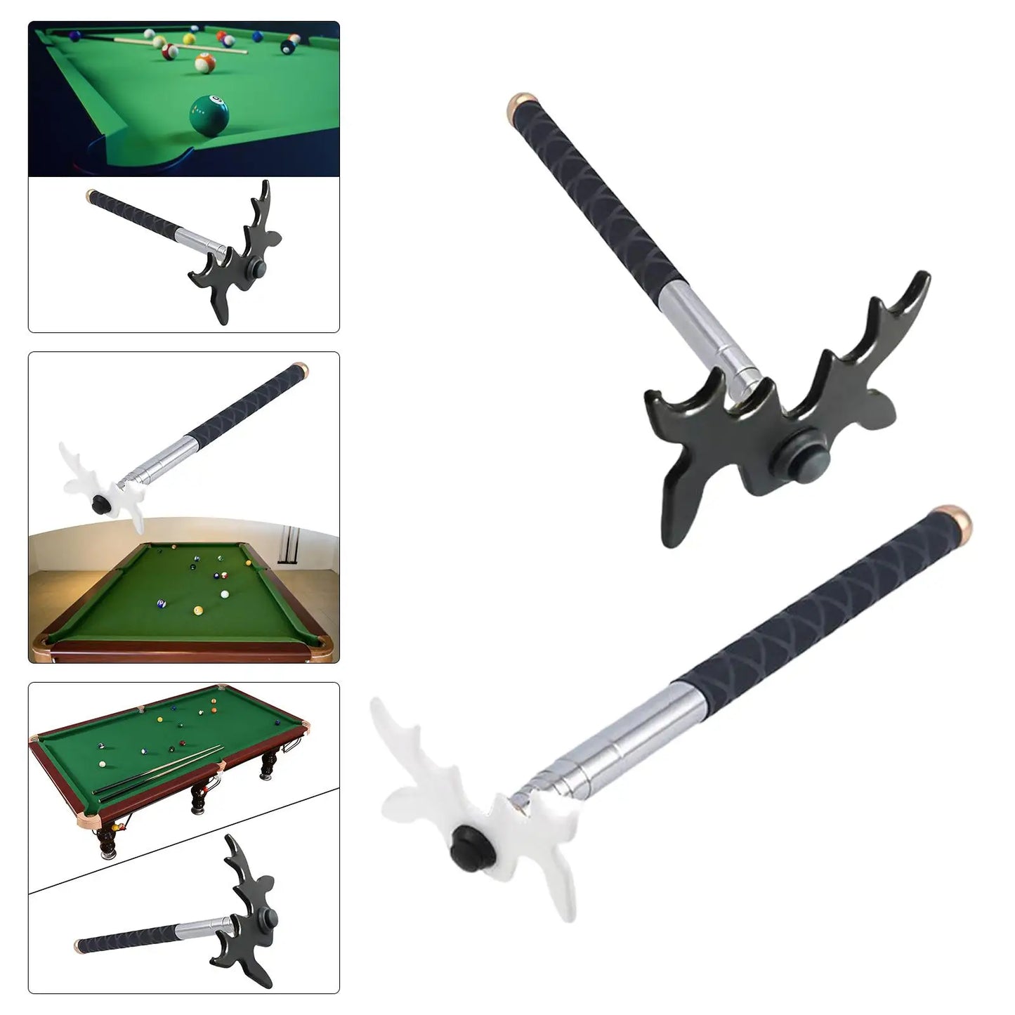 Retractable Billiards Pool Cue with Removable Plastic Bridge