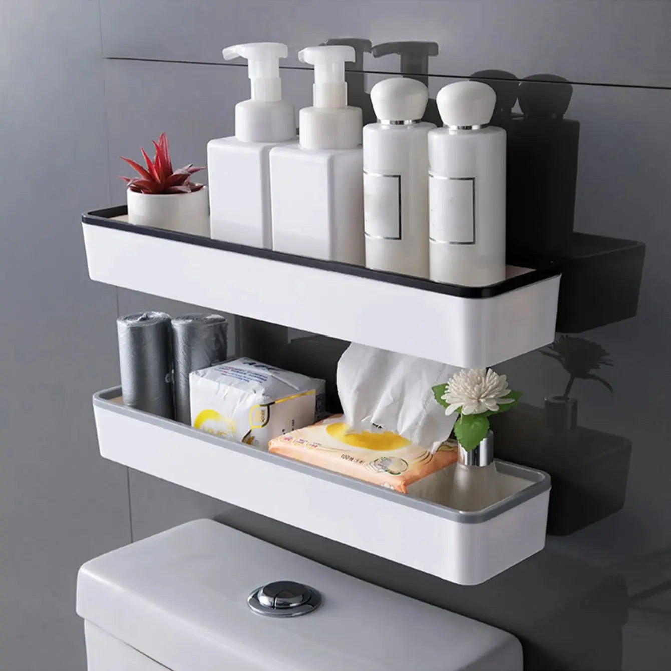 1pc Above Toilet Rack White Shelf Organizer