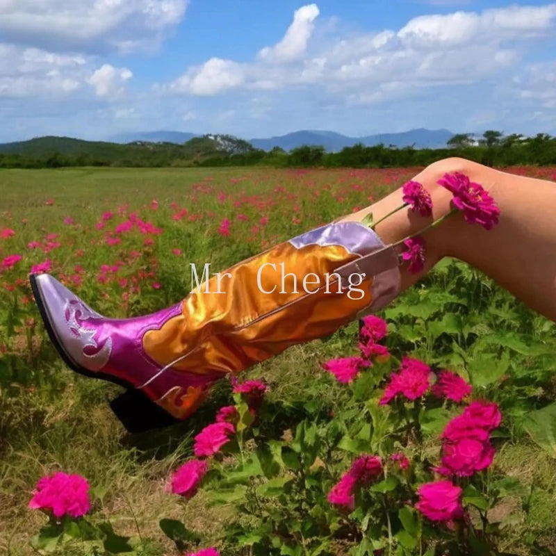Chic Metallic Cowboy Boots for Women