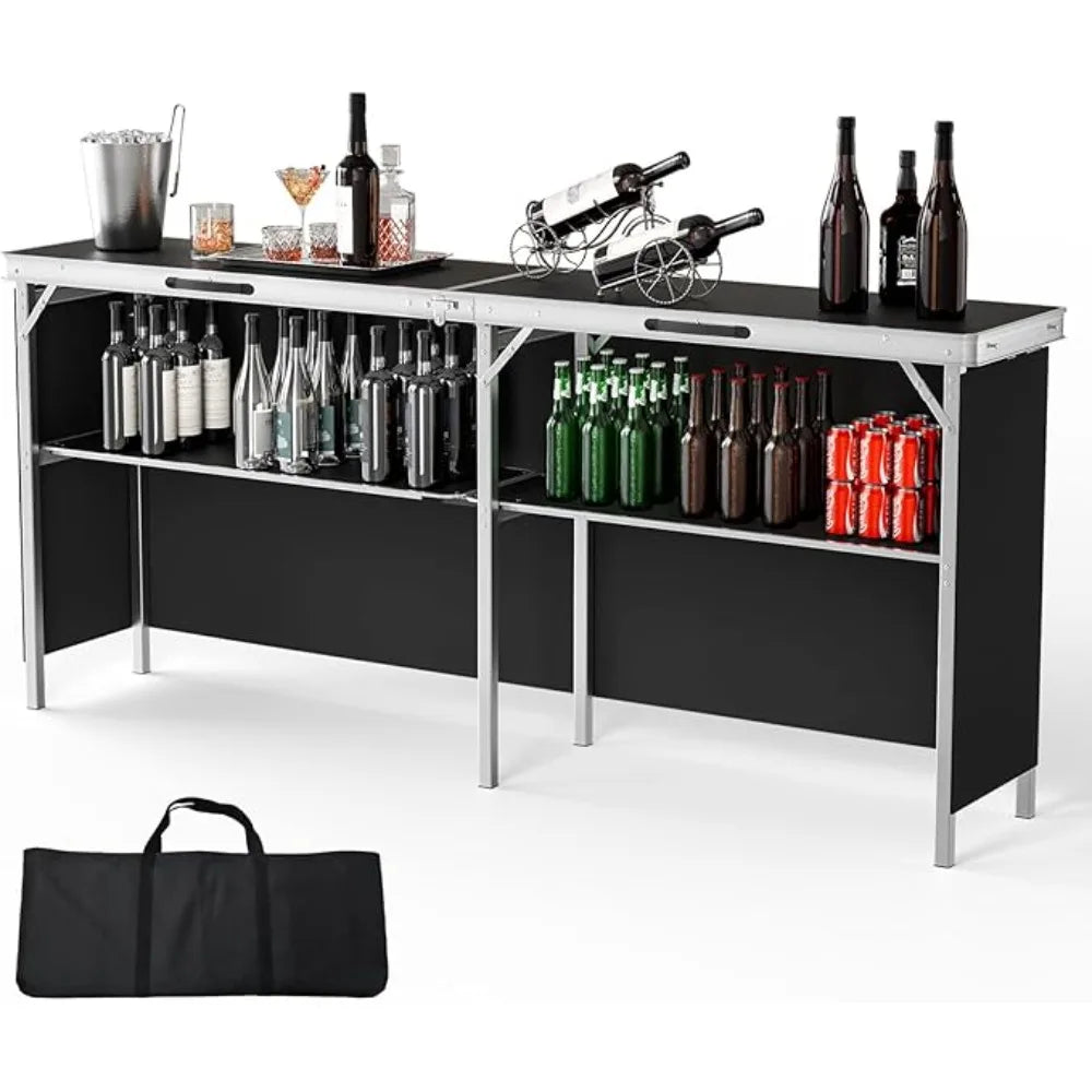 78 "Portable Bar Double Decker Shelves