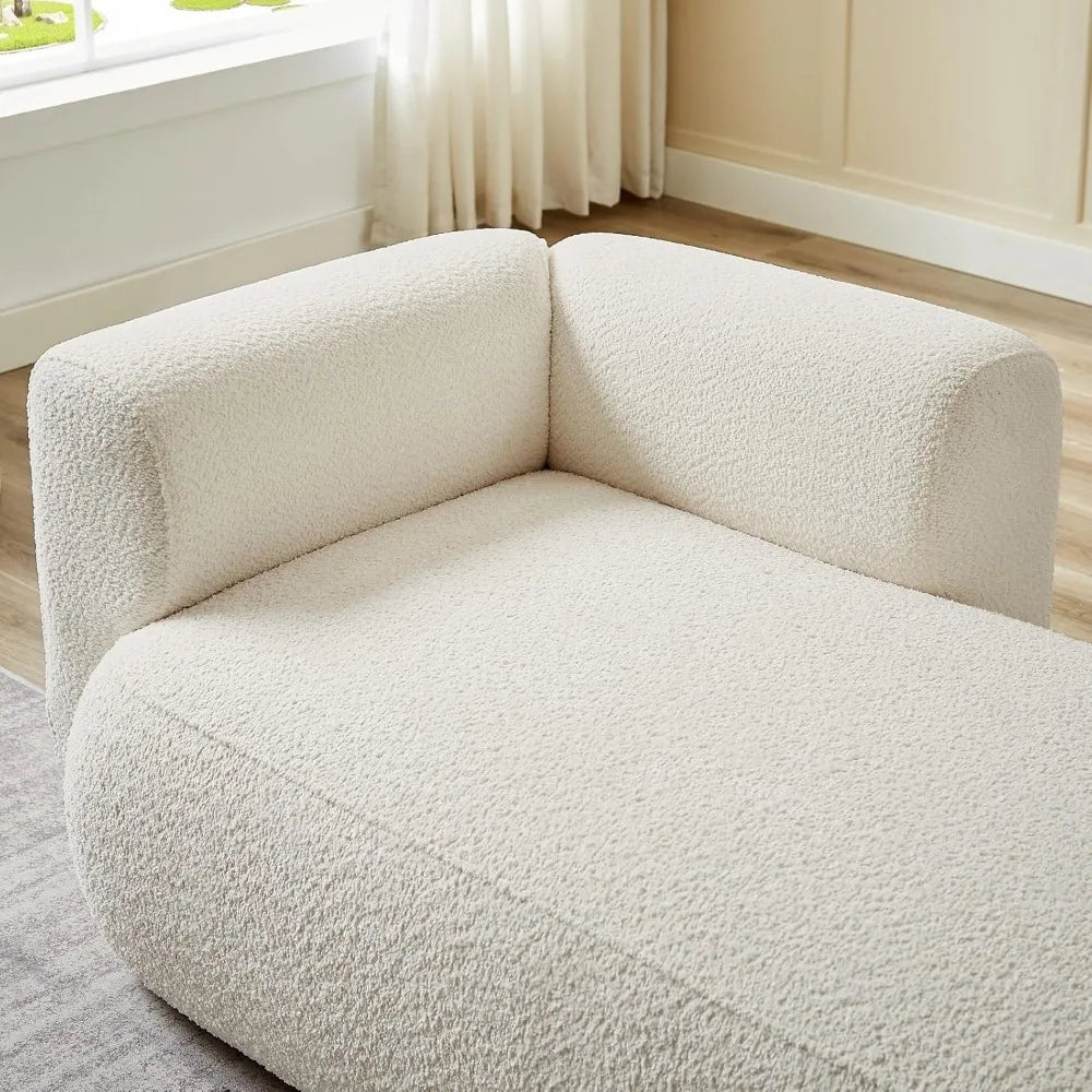 Upholstered Chaise Lounge Boucle Fabric