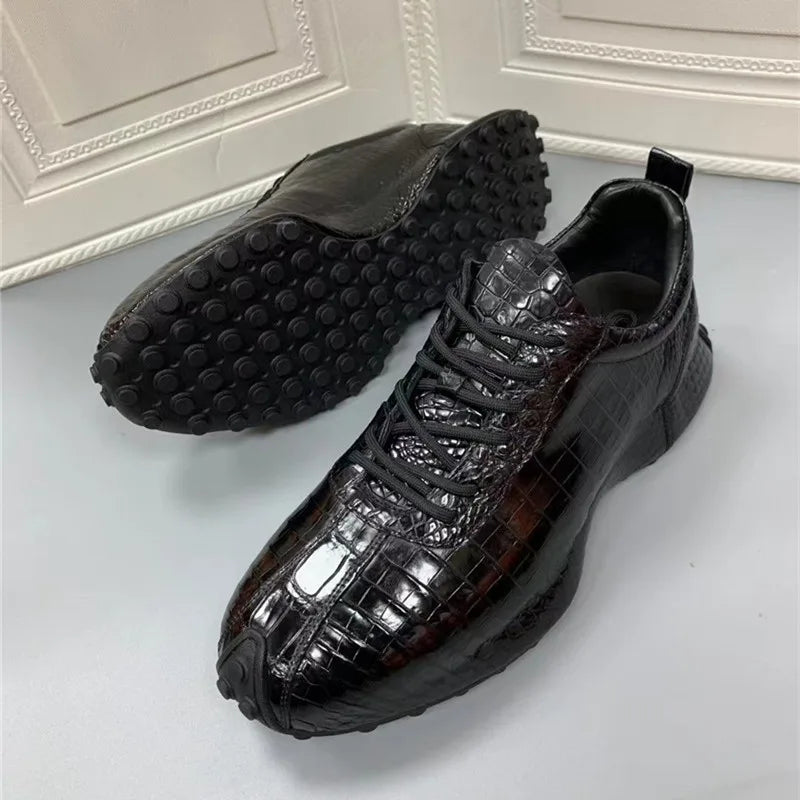 Authentic Exotic Crocodile Skin Men's Casual Sneakers