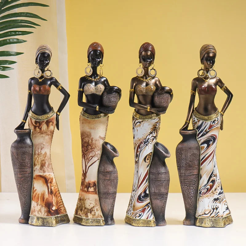 Black African Woman Statues Modern Decor