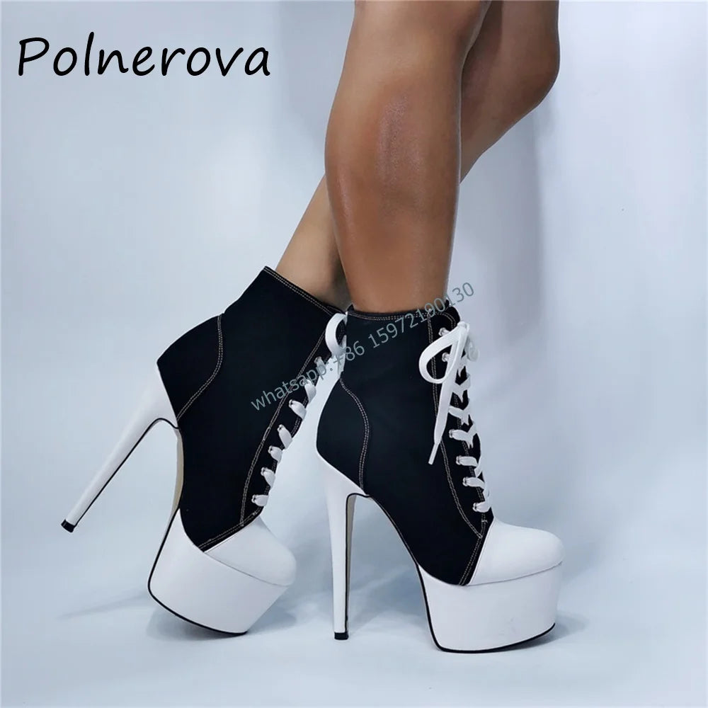 Lace Up Mixed Color Stiletto Sneakers