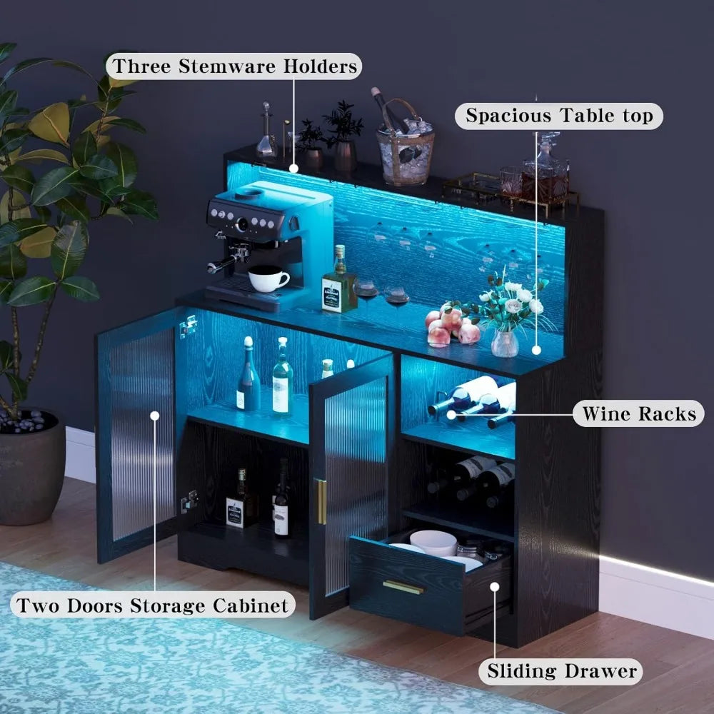 Modern Bar Cabinet with Storage, Buffet Sideboard