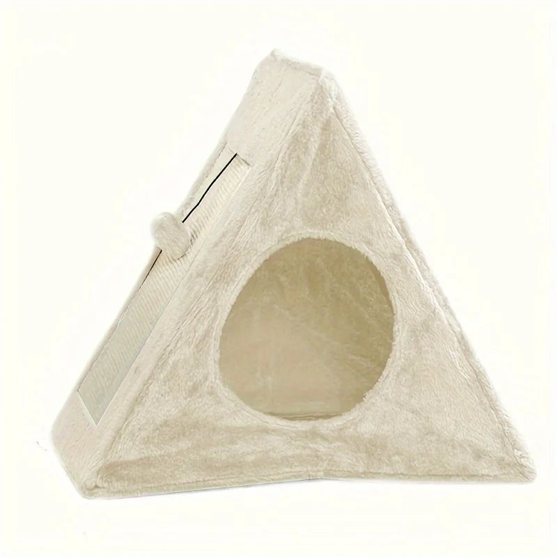 Pet Bed for Cats Under 15lbs with Scratching Board