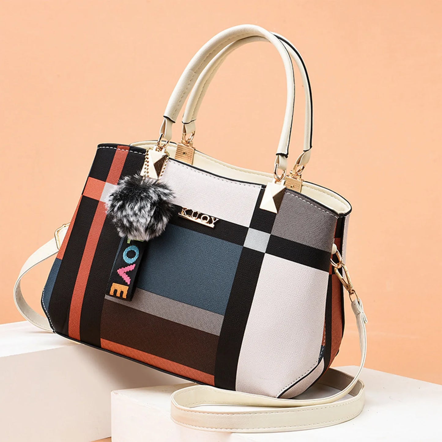 Plaid Pattern Shoulder Tote