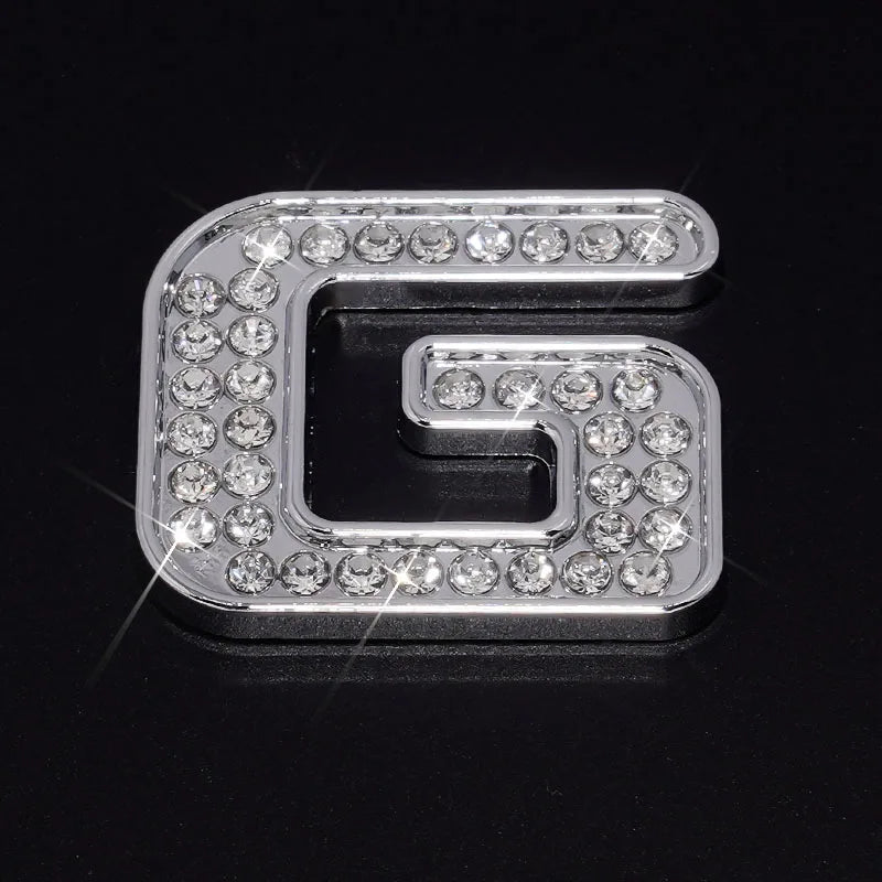 Silver Rhinestone Letters Numbers Car Stickers for Women and Girls