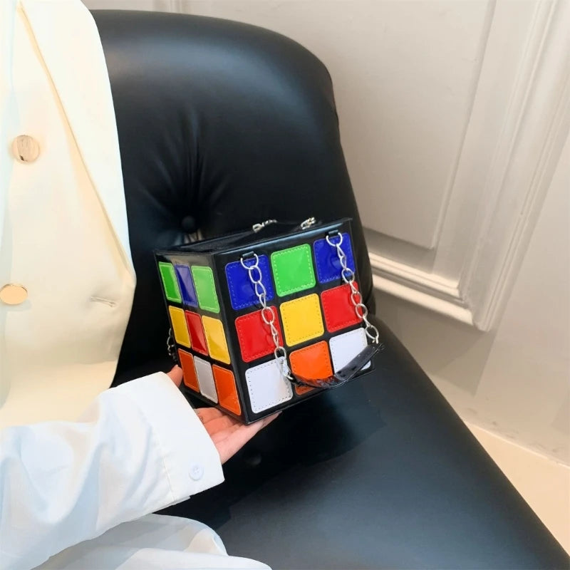 PU Cube Clutch Bag Purse