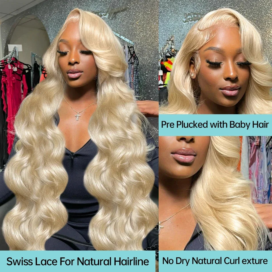 Blonde Colored Body Wave Full Frontal HD Transparent Lace Human Hair Wig