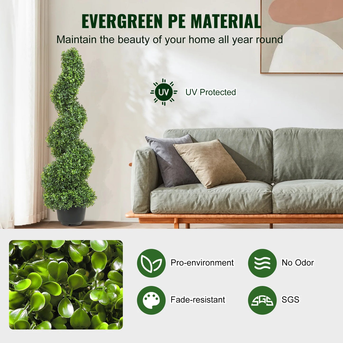 1/2pcs Spiral Artificial Plant 24/36/48in