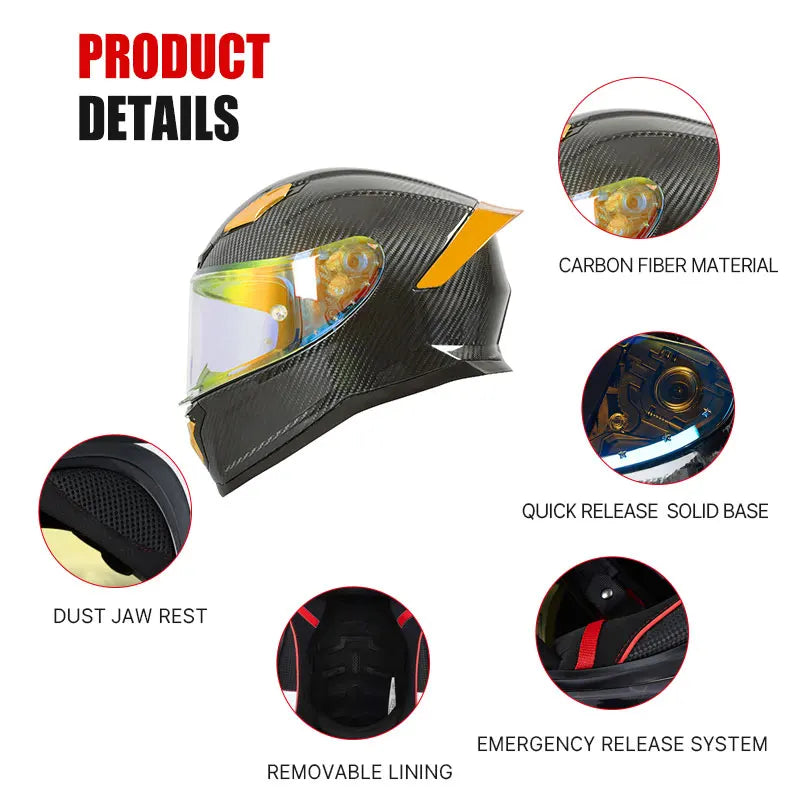 Fashion Trend Full Face Racing Carbon Fiber Helmet