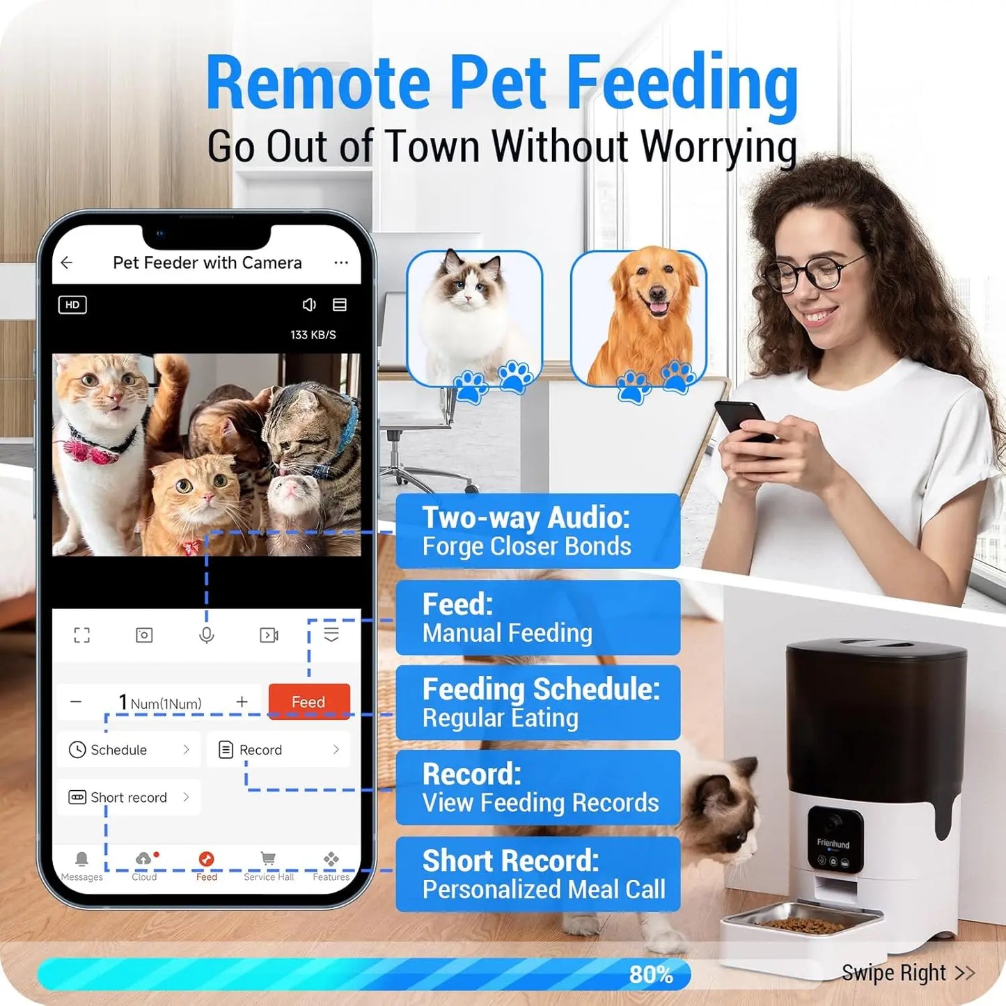 Smart Camera Automatic Cat Feeder 1080P HD Live View