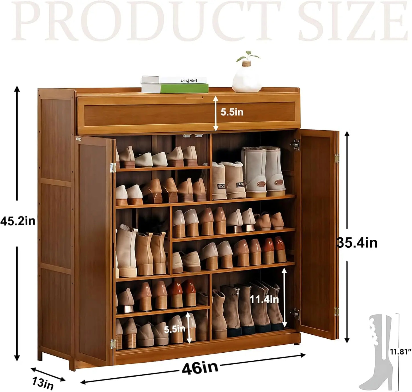 7-Tier Shoe Storage Cabinet with Drawer