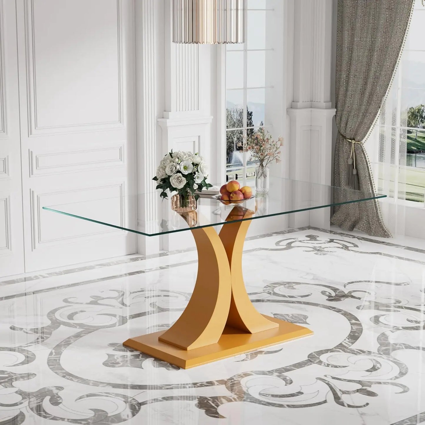 Modern Luxury Glass Dining Table For 4-6