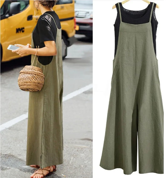 Women's Summer Wide Leg Bib Overalls