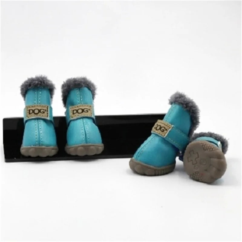 Super Warm Leather 4 Pcs/set Winter Pet Shoes