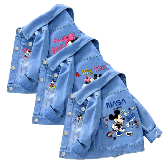 Boys Girls Mickey Minnie Mouse Denim Jacket